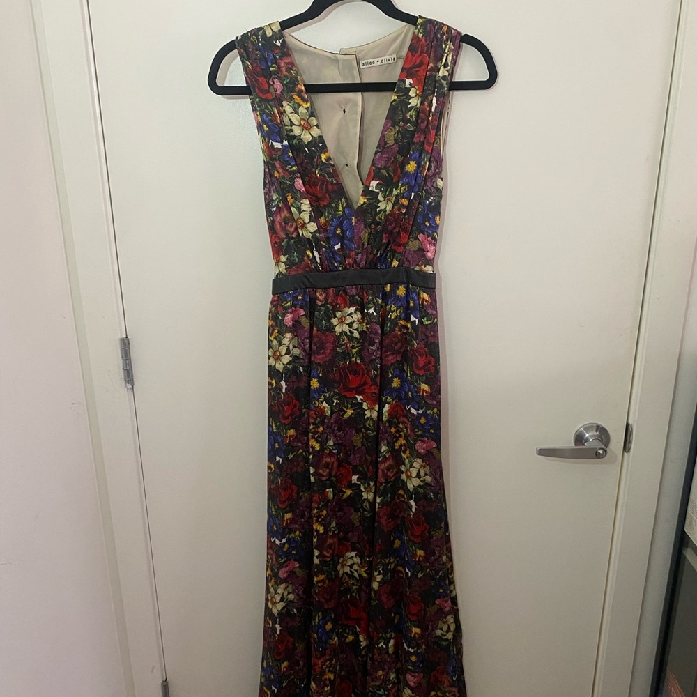 Floral floor length Alice and Olivia gown
